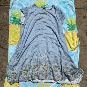 Baby Blue Floral Print Dress from UO